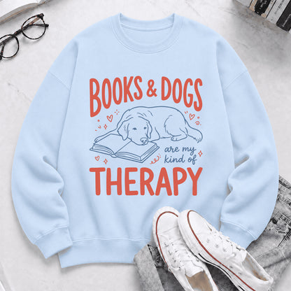 Give Me Books & Dogs Crewneck Sweatshirt | Dog Lover & Reader Gift Light Blue