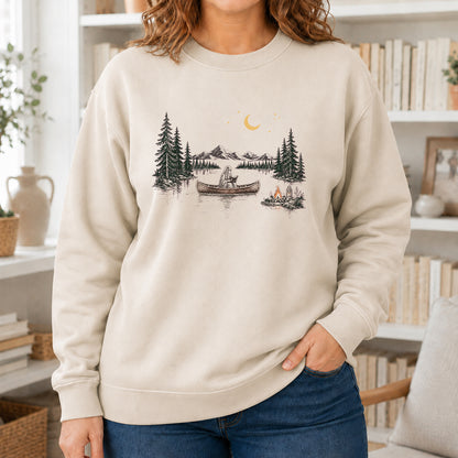 Reading Ghost On The Boat Printed Sweatshirt | Halloween Reader Gift Sand