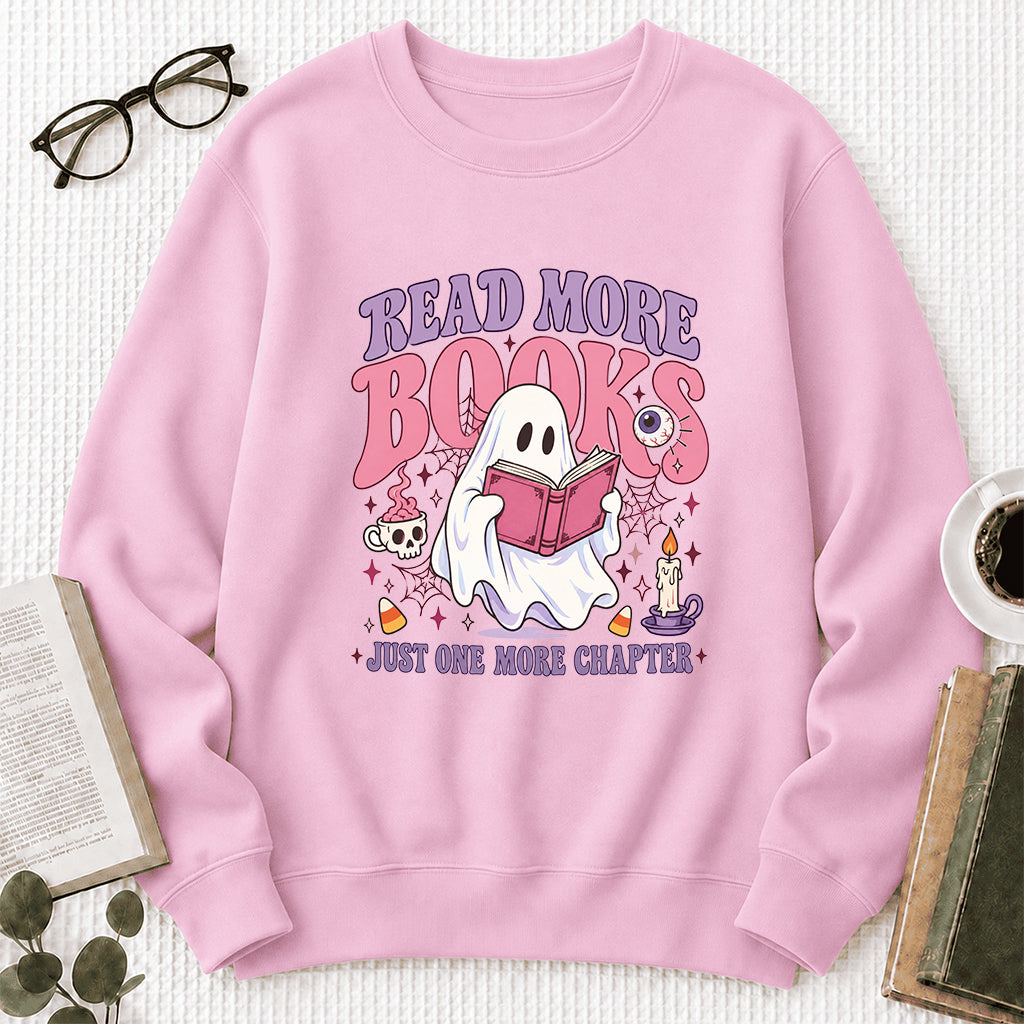 Read More Books Printed Sweatshirt | Halloween Book Lover Gift Light Pink