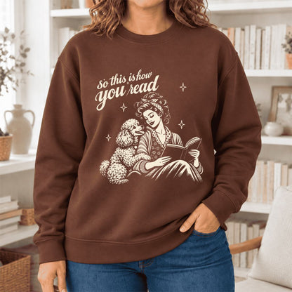 How You Read Poodle Softstyle Sweatshirt | Cozy Dog Mom Reader Gift Cocoa