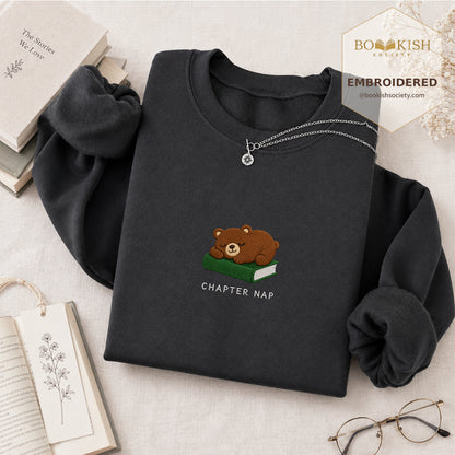 Chapter Nap Embroidered Sweatshirt | Reader Gift Dark Heather