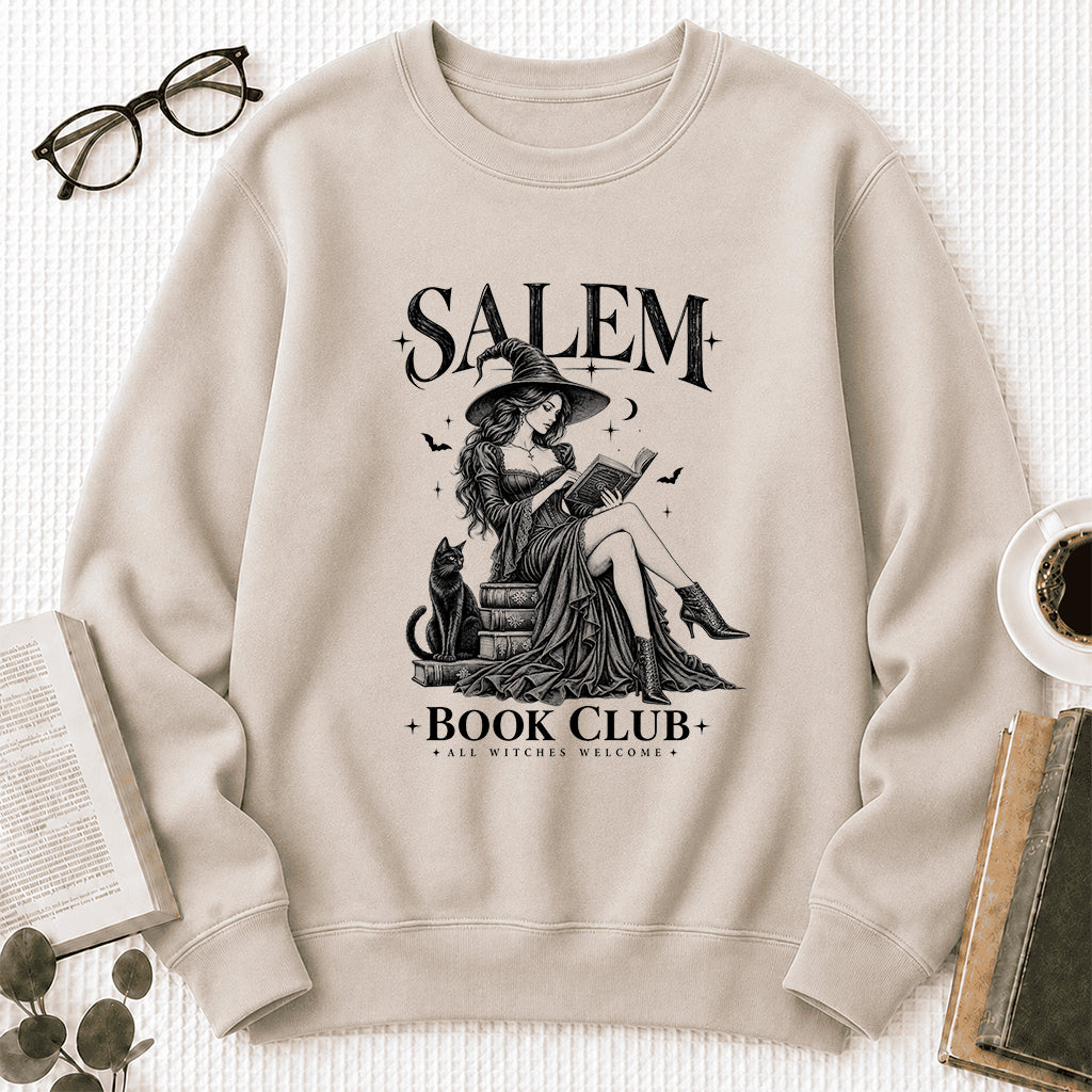 Salem Book Club Printed Sweatshirt | Spooky Book Lover Gift Sand
