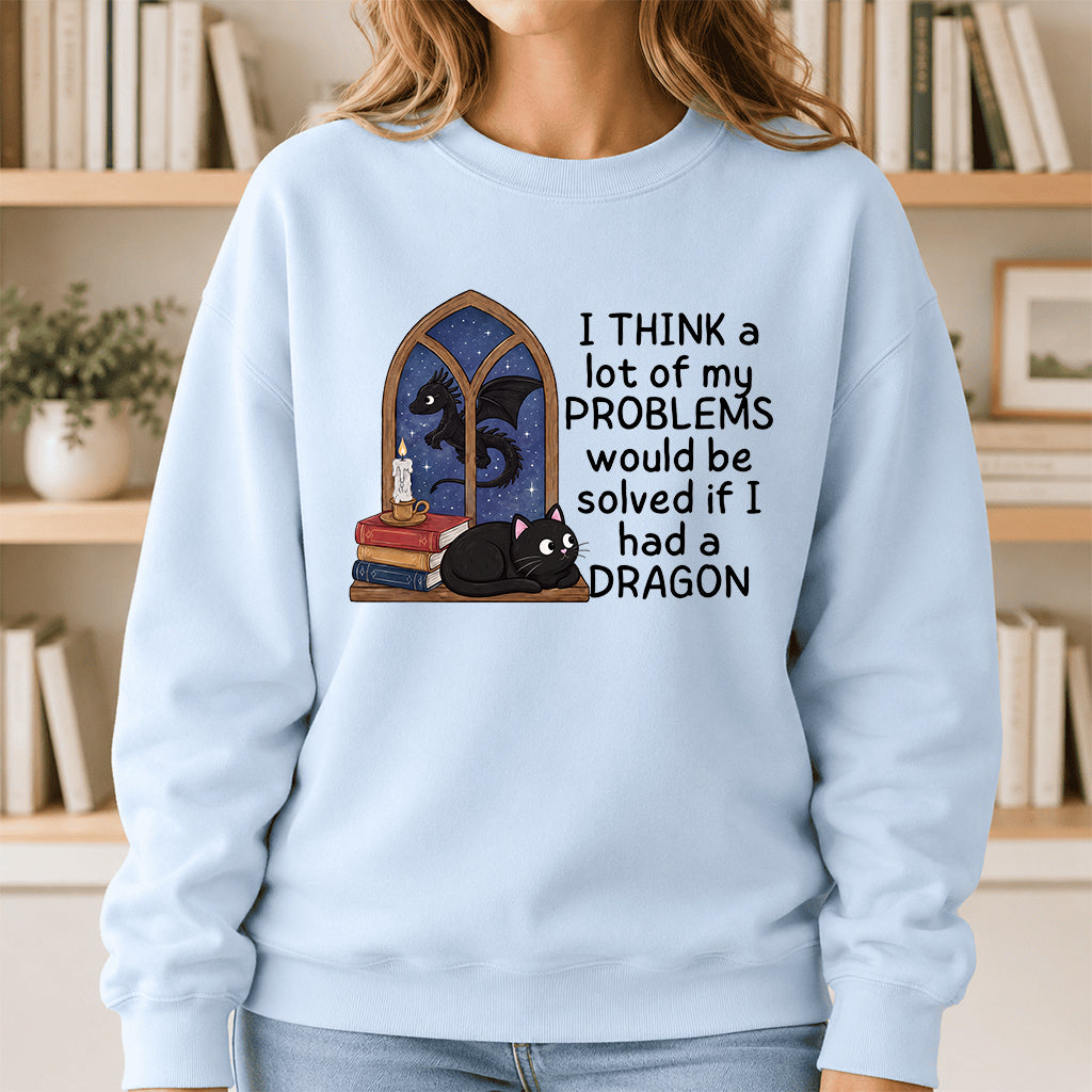 If I Could Have A Dragon Crewneck Sweatshirt | Reader Gift Light Blue