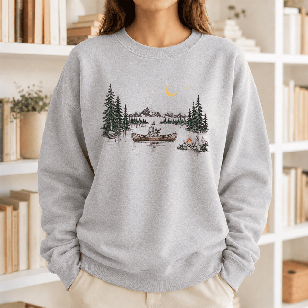 Reading Ghost On The Boat Printed Sweatshirt | Halloween Reader Gift Sport Grey