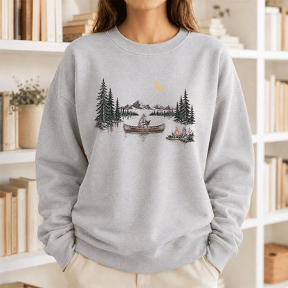 Reading Ghost On The Boat Printed Sweatshirt | Halloween Reader Gift Sport Grey