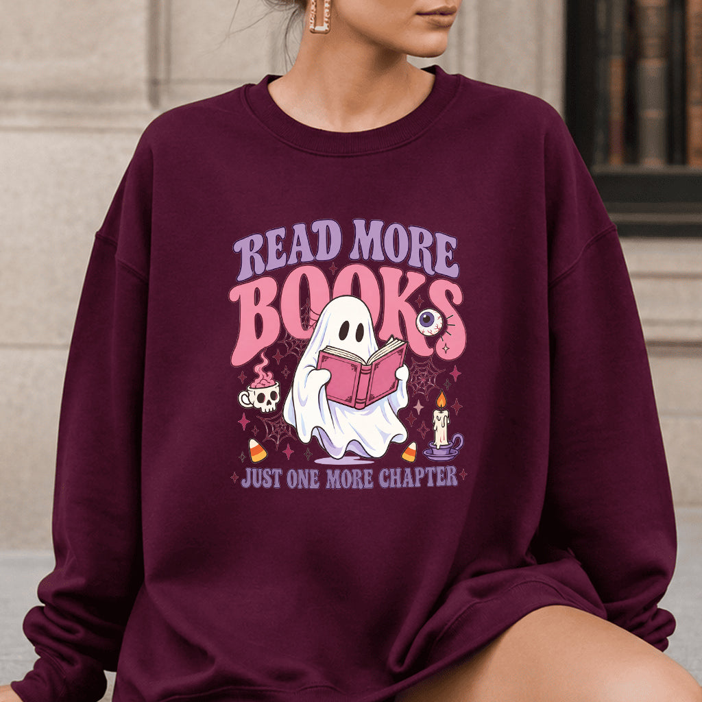 Read More Books Printed Sweatshirt | Halloween Book Lover Gift Maroon