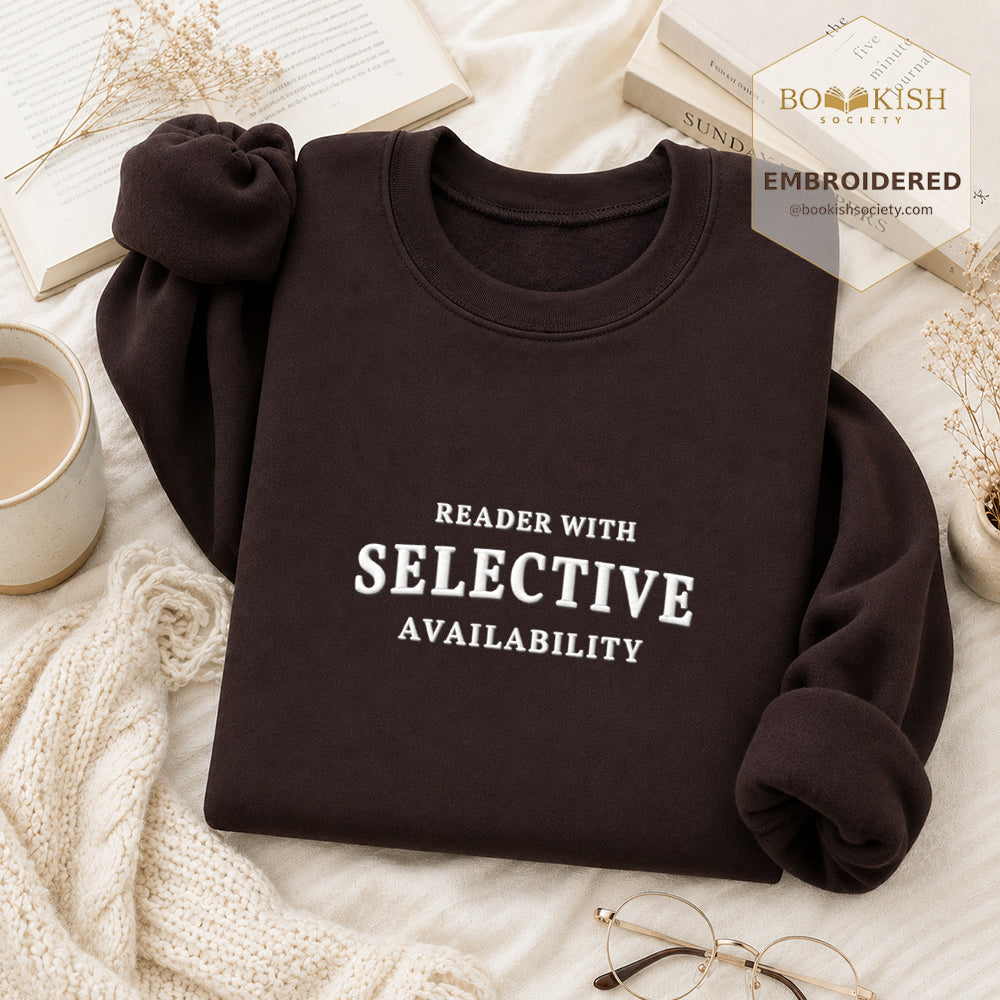 Reader With Selective Availability Embroidered Sweatshirt | Reader Gift Dark Chocolate