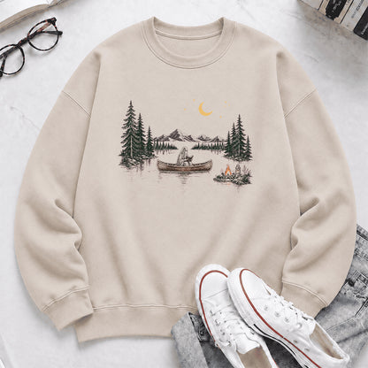 Reading Ghost On The Boat Printed Sweatshirt | Halloween Reader Gift Sand