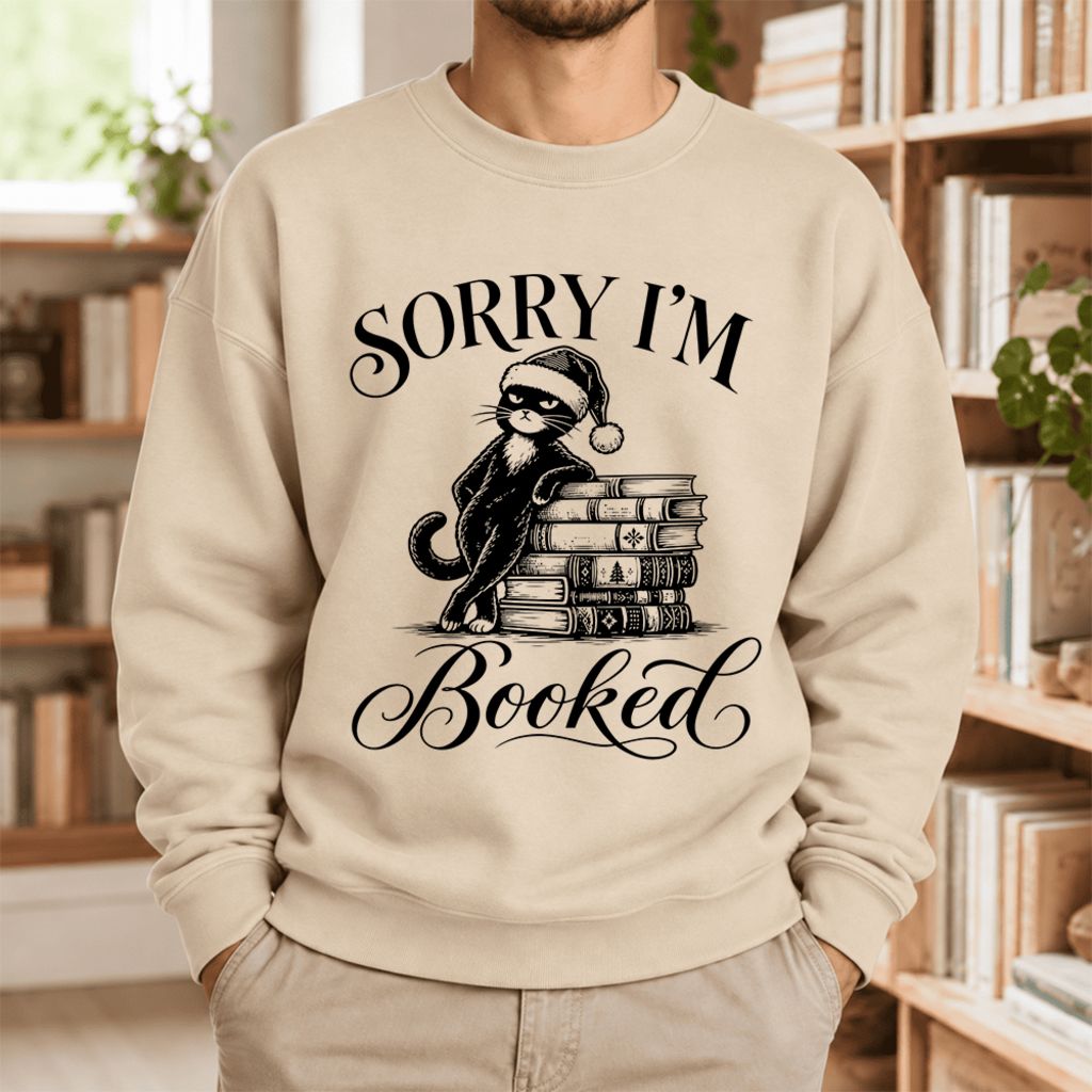 Sorry I'M Booked Softstyle Sweatshirt | Christmas Book Lover Gift Sand