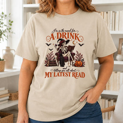 Telling You All About My Lastest Read Printed T-Shirt | Halloween Reader Gift Sand