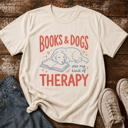 Give Me Books & Dogs Cotton T-Shirt | Dogs Lover & Reader Gift Natural