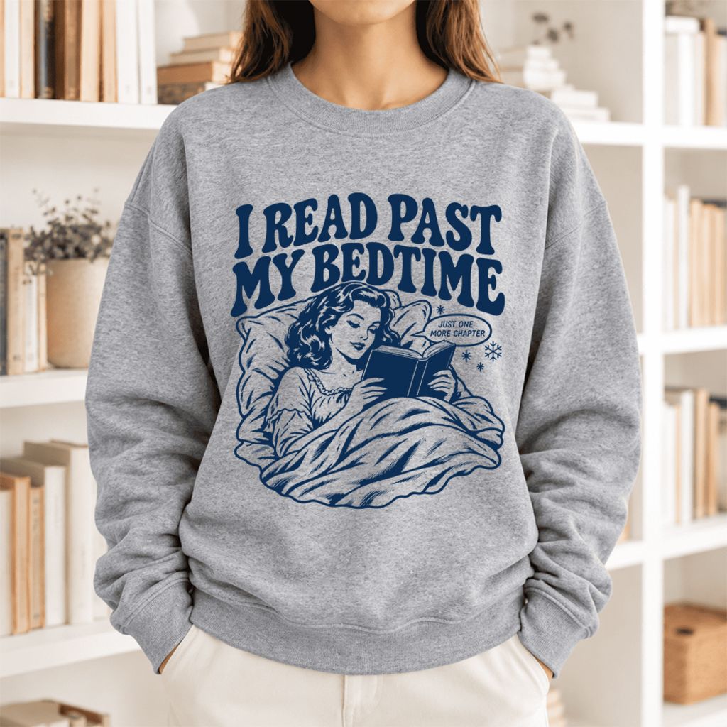 I Read Past My Bed Time Softstyle Sweatshirt | Cozy Reader Gift Sport Grey