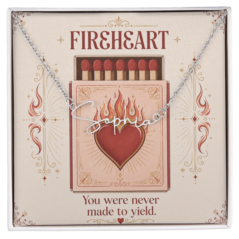 Fireheart Decorative Card And Custom Name Polished Stainless Steel Necklace With Box Book Lover Gift Font 2