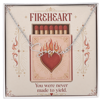 Fireheart Decorative Card And Custom Name Polished Stainless Steel Necklace With Box Book Lover Gift Font 2