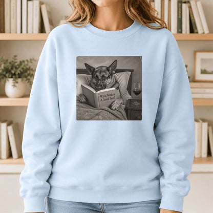 What Makes A Good Boy Crewneck Sweatshirt | Dog Lover Reader Gift Light Blue