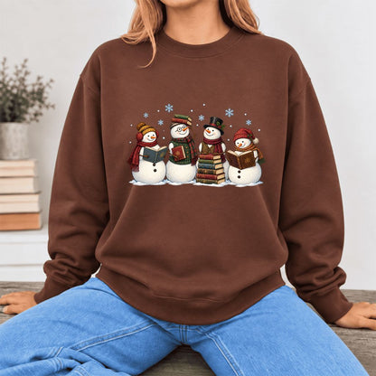 Bookish Snowman Club Softstyle Sweatshirt | Christmas Book Lover Gift Cocoa