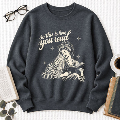 How You Read American Shorthair Softstyle Sweatshirt | Cozy Cat & Book Lover Gift Dark Heather