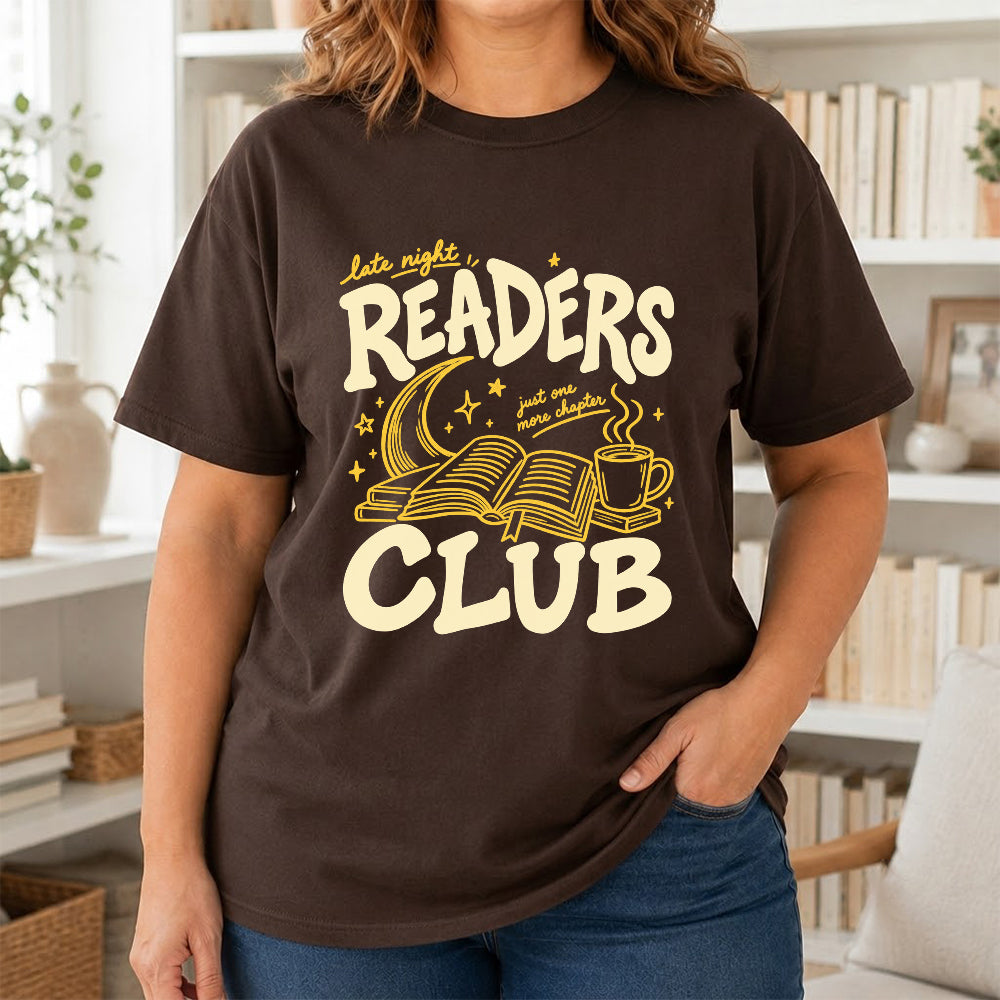 Late Night Readers Club Softstyle T-Shirt | Book Lover Gift Dark Chocolate