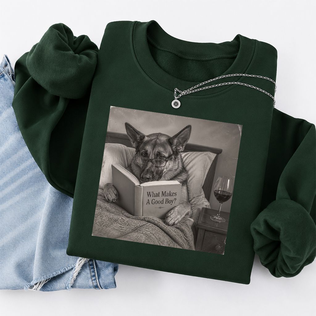 What Makes A Good Boy Crewneck Sweatshirt | Dog Lover Reader Gift Forest Green