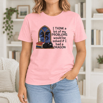 If I Could Have A Dragon Ultra-Soft Cotton T-Shirt | Fantasy Book Lover Gift Pink