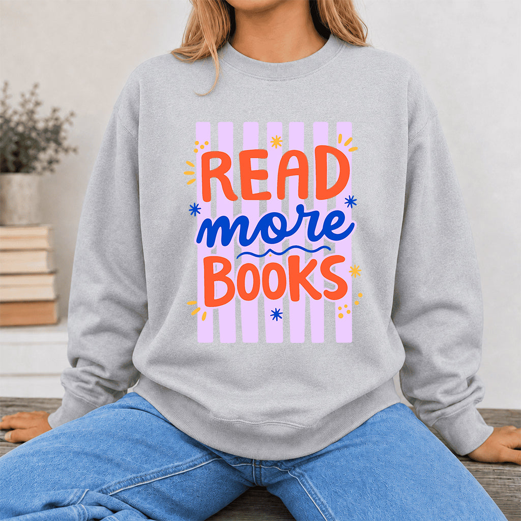 Read More Books Crewneck Sweatshirt | Reader Gift Sport Grey