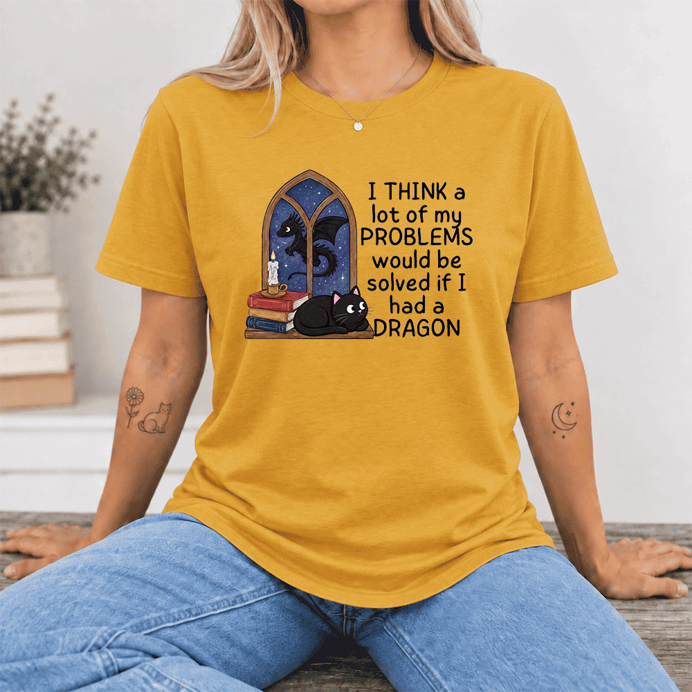 If I Could Have A Dragon Ultra-Soft Cotton T-Shirt | Fantasy Book Lover Gift Mustard