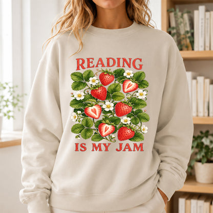 Reading Is My Jam Crewneck Sweatshirt | Reader Gift Sand