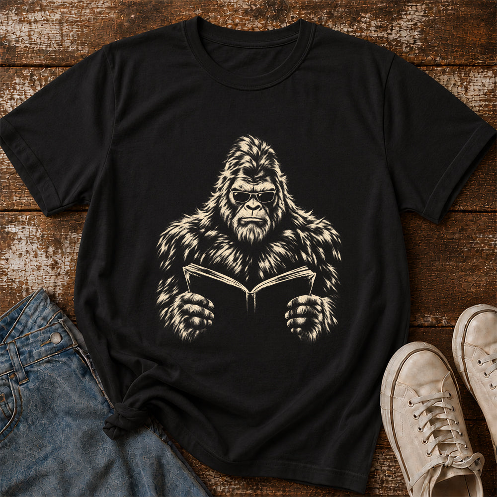 Big Foot Reading Book Softstyle T-Shirt | Book Lover Gift Black