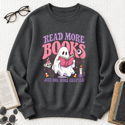 Read More Books Printed Sweatshirt | Halloween Book Lover Gift Dark Heather