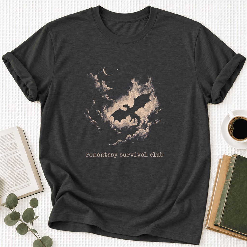 Romantasy Survival Club Ultra-Soft Cotton T-Shirt | Fantasy Book Lover Gift Dark Grey Heather