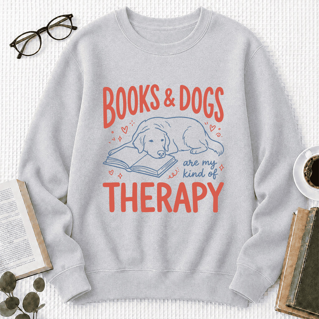 Give Me Books & Dogs Crewneck Sweatshirt | Dog Lover & Reader Gift Sport Grey