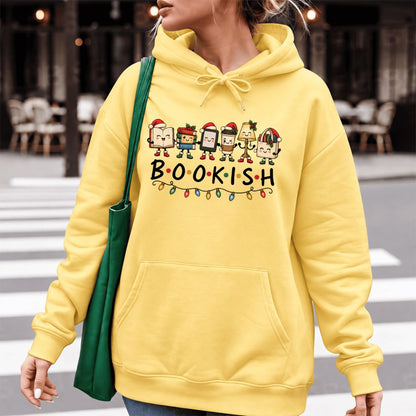 Christmas Bookish Things Softstyle Hoodie | Christmas Gift For Readers Yellow Haze