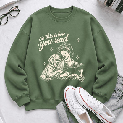 How You Read Labrador Retriever Softstyle Sweatshirt | Cozy Dog Mom Reader Gift Military Green