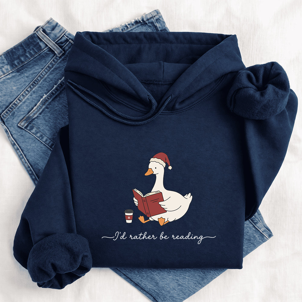 I'd Rather Be Reading Softstyle Hoodie | Christmas Book Lover Gift Navy