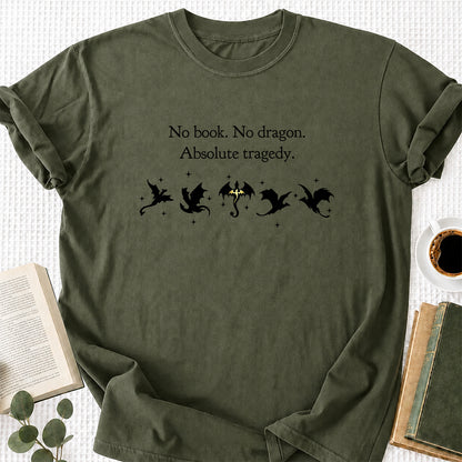 No Book No Dragon Softstyle T-Shirt | Book Lover Gift Military Green