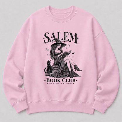 Salem Book Club Printed Sweatshirt | Spooky Book Lover Gift Light Pink