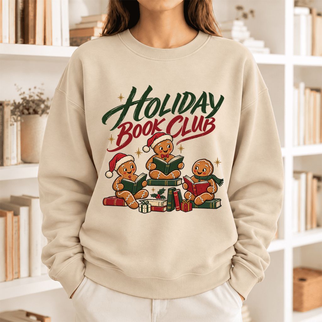 Holiday Book Club Softstyle Sweatshirt | Christmas Book Club Gift Sand