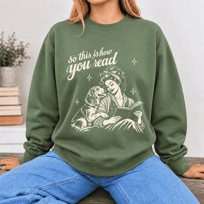 How You Read Beagle Softstyle Sweatshirt | Cozy Dog Mom Reader Gift Military Green