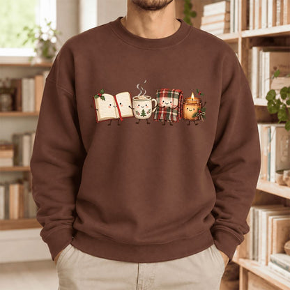 Christmas Cozy Club Softstyle Sweatshirt | Christmas Reader Gift Cocoa