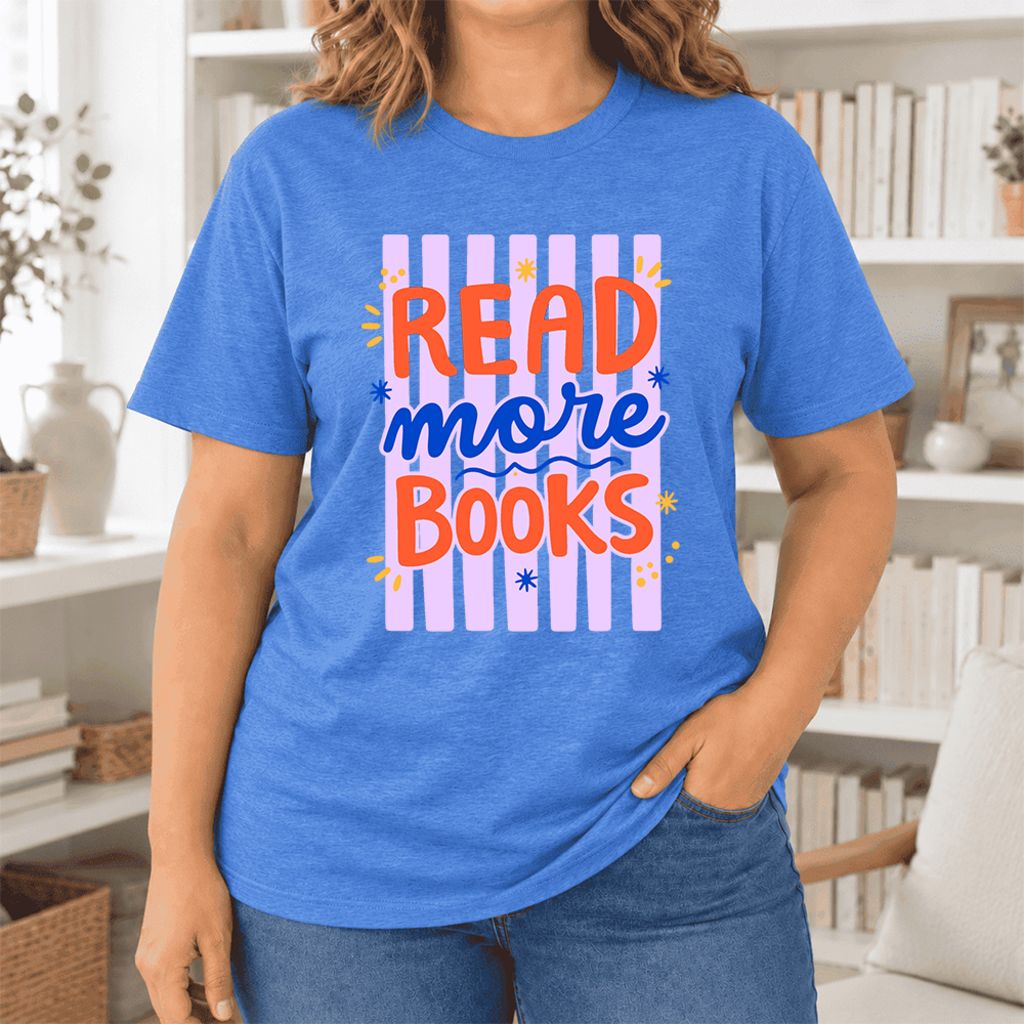 Read More Books Ultra-Soft Cotton T-Shirt | Reader Gift Heather True Royal