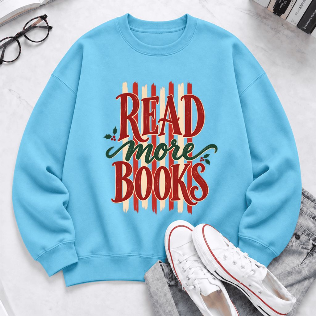 Read More Book Christmas Softstyle Sweatshirt | Christmas Book Lover Gift Sky