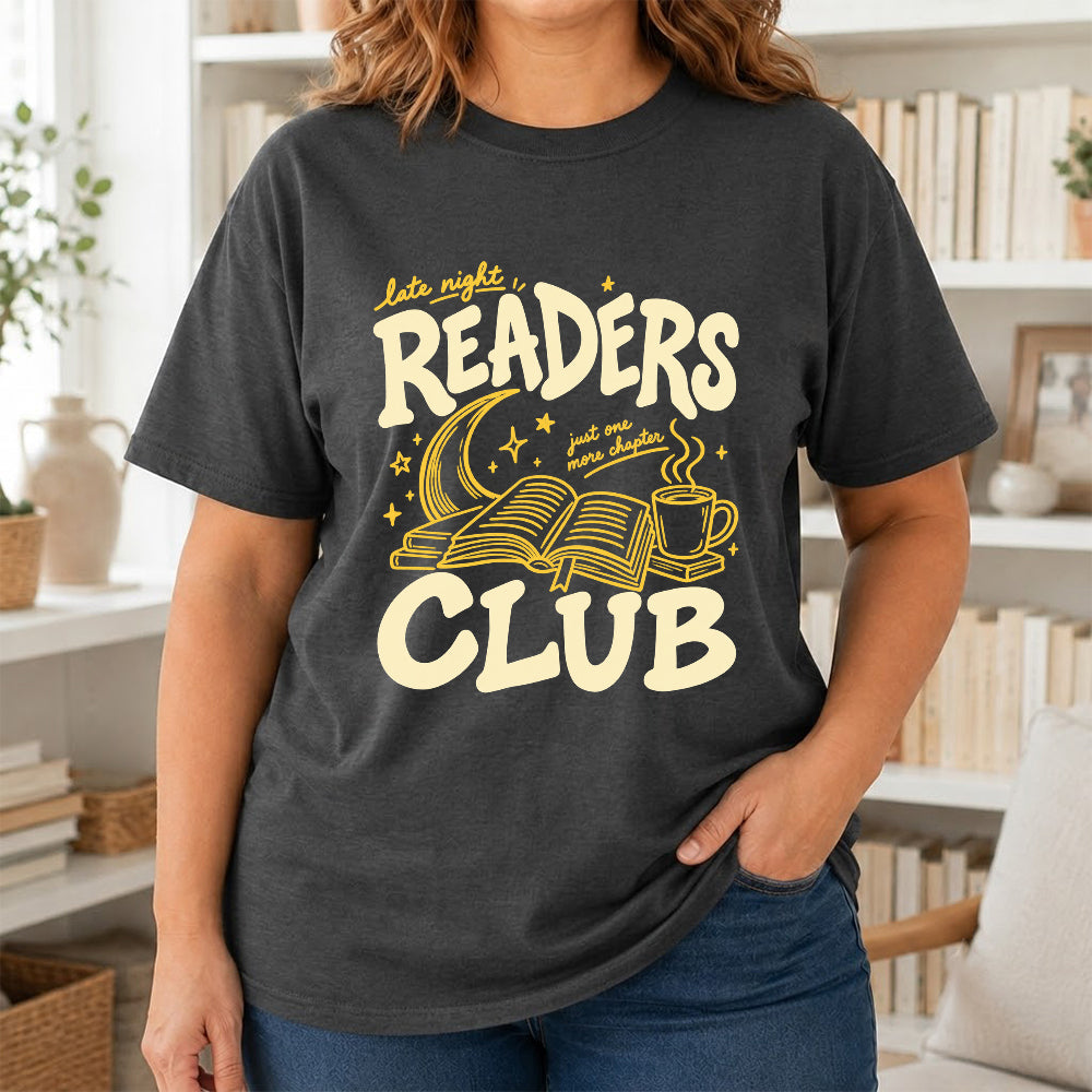 Late Night Readers Club Softstyle T-Shirt | Book Lover Gift Dark Heather