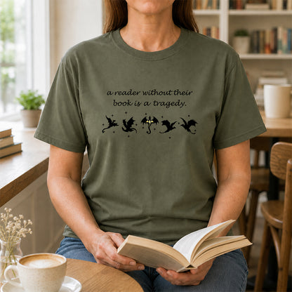 A Reader Without Their Book Softstyle T-Shirt | Book Lover Gift Military Green