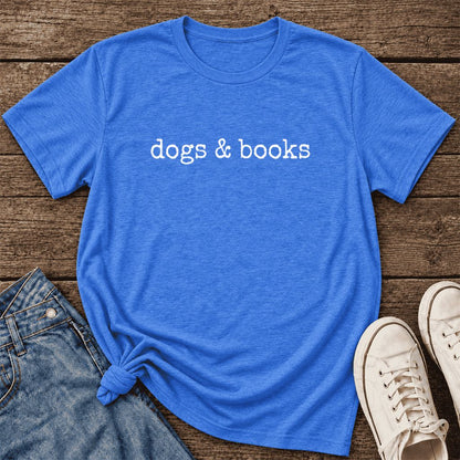 Dogs & Books Ultra-Soft Cotton T-Shirt | Dog Lover & Reader Gift Heather True Royal
