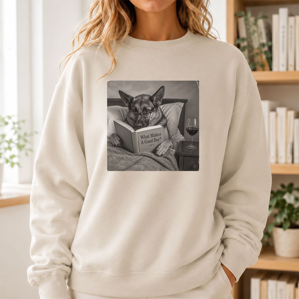 What Makes A Good Boy Crewneck Sweatshirt | Dog Lover Reader Gift Sand