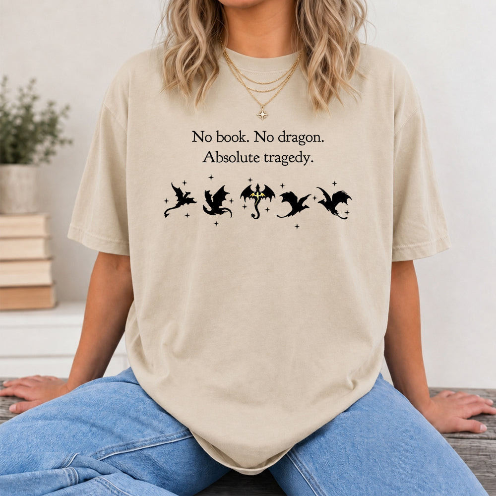 No Book No Dragon Softstyle T-Shirt | Book Lover Gift Sand