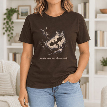 Romantasy Survival Club Ultra-Soft Cotton T-Shirt | Fantasy Book Lover Gift Brown