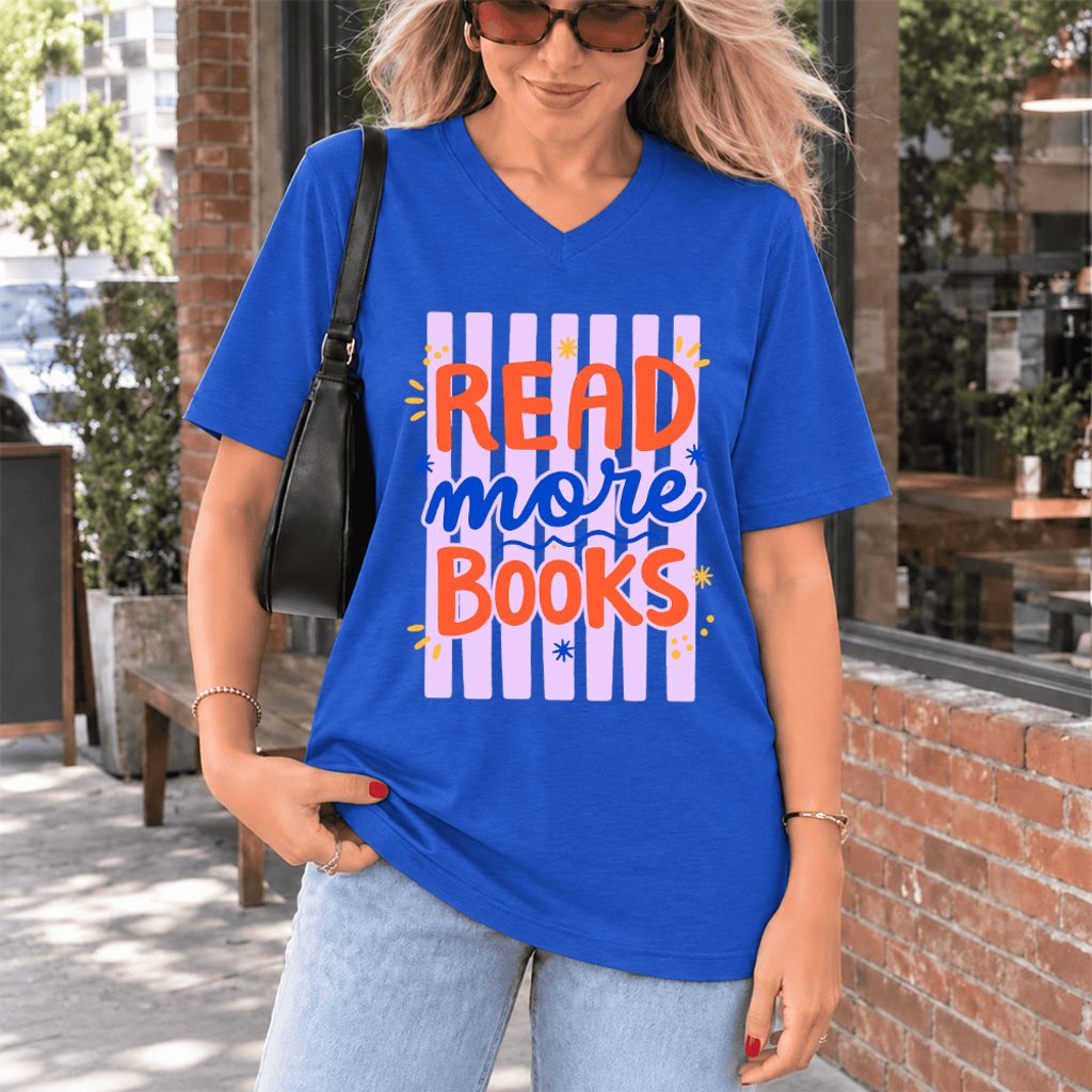 Read More Books Ultra-Soft V-Neck | Energizing Book Lover Gift True Royal