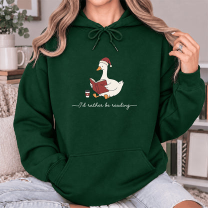 I'd Rather Be Reading Softstyle Hoodie | Christmas Book Lover Gift Forest Green