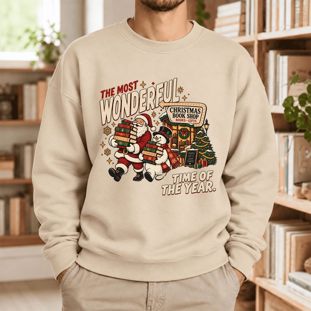 The Most Wonderful Time Softstyle Sweatshirt | Christmas Reader Gift Sand